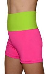 Šortky růžové vyšší pas zelený