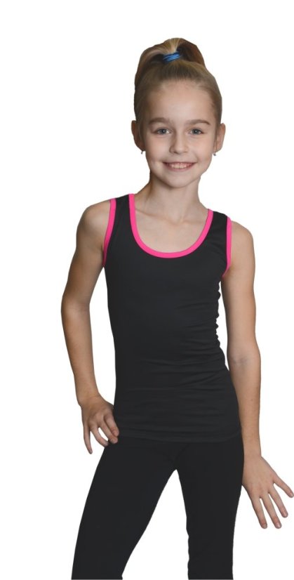 Tílko černé růžový lem - Velikost odevu: 158