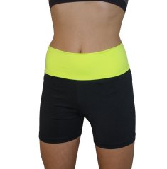 Šortky černé vyšší pas neon žlutý