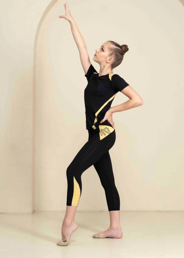 3/4 legíny GP SIENNA černé (žlutá) - Velikost odevu: 140