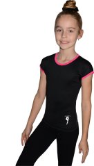 Tričko černé růžový lem