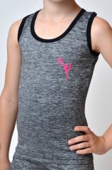 Tílko šedý melír potisk růžový