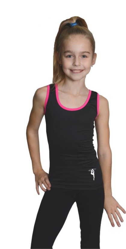 Tílko černé růžový lem