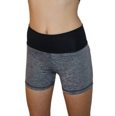 Šortky šedý melír vyšší pas černý
