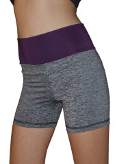 Šortky šedý melír vyšší pas fialový
