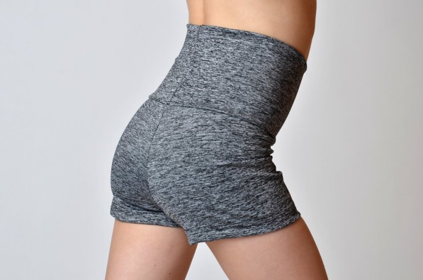 Šortky vyšší pas šedý melír - Velikost odevu: 134