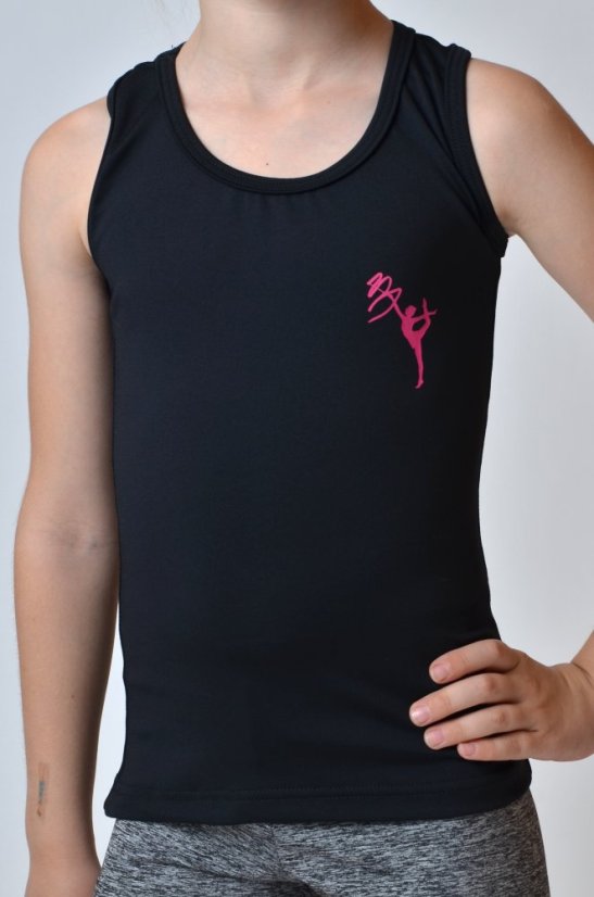 Tílko černé potisk růžový - Velikost odevu: 152