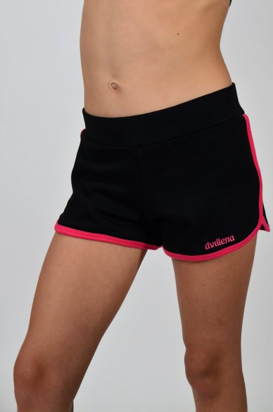 Šortky DVILLENA černé s růžovým nápisem - Velikost odevu: 8