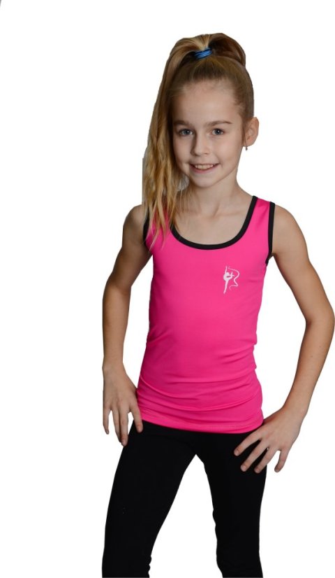 Tílko růžové černý lem