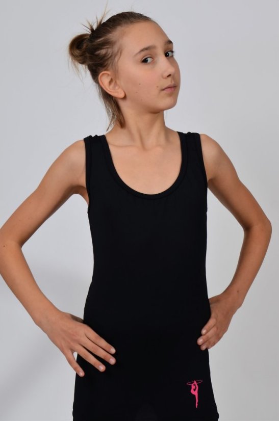 Tílko černé potisk růžový - Velikost odevu: 152