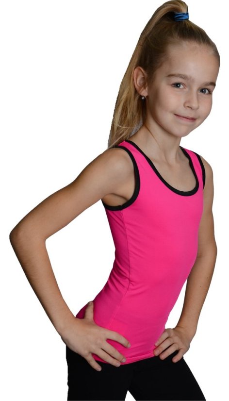 Tílko růžové černý lem