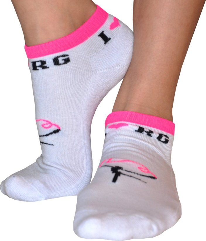 Ponožky I LOVE RG bílé růžový lem - velikost-chodidla: 35-37